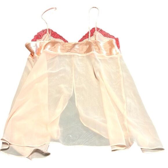 Y2K Babydoll Tank Woman's Size 16/18 Camisole Split Bodice Lace Satin Sleepwear - Picture 7 of 9